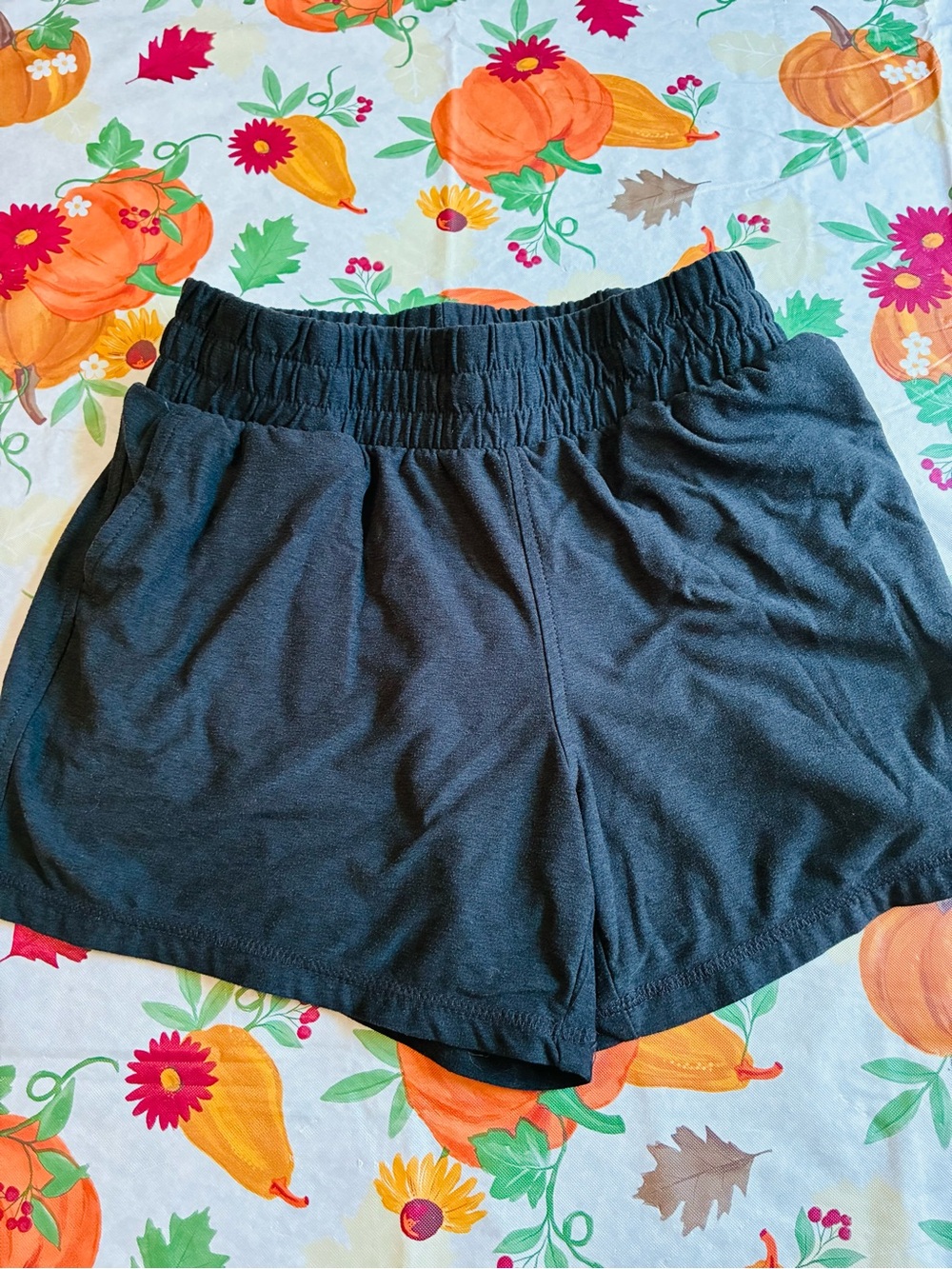 Black juniors Elastic Waist Casual Shorts